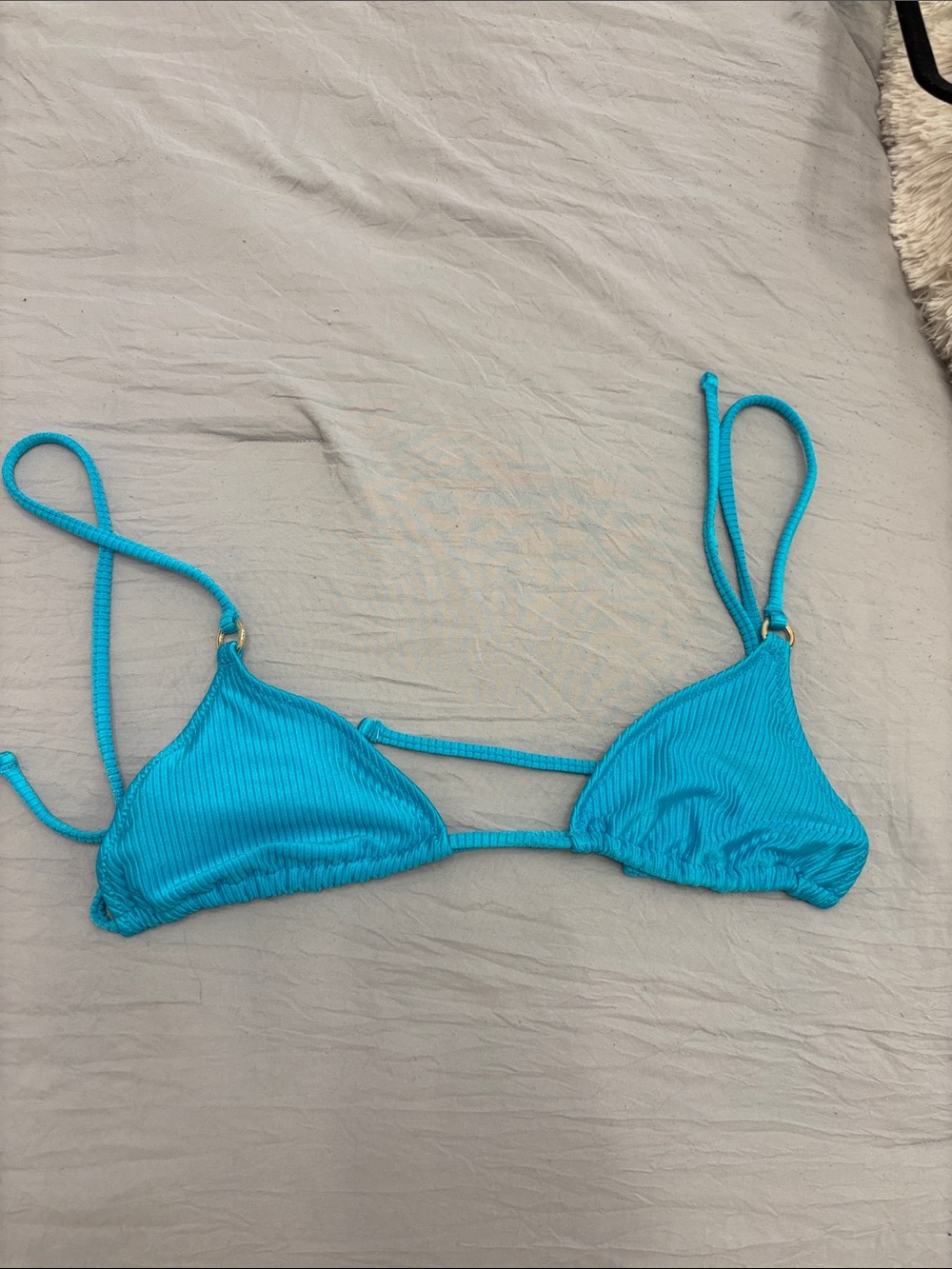 aerie Turquoise Ribbed Triangle Bikini Top